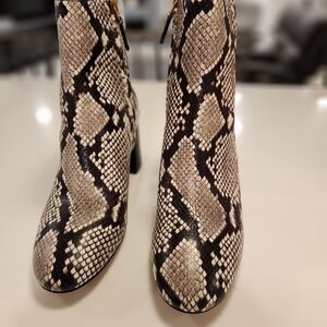 Tory Burch Snake Print Ankle Boots